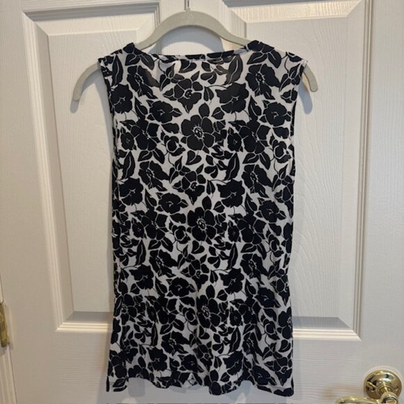 Liz Claiborne Sheer Sleeveless Blouse, Black & White, Size M - Picture 4 of 4